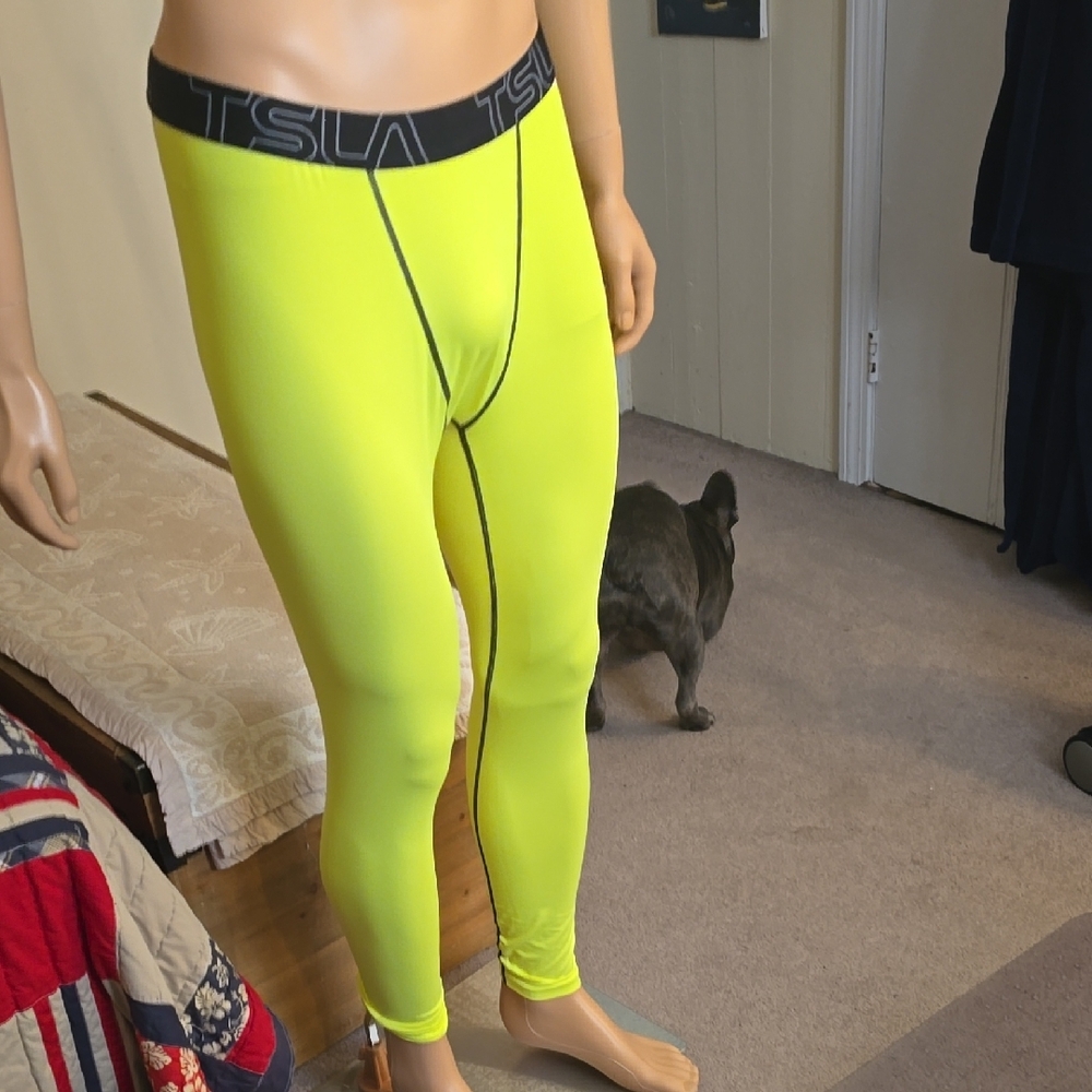 TSLA Neon Yellow Compression Leggings